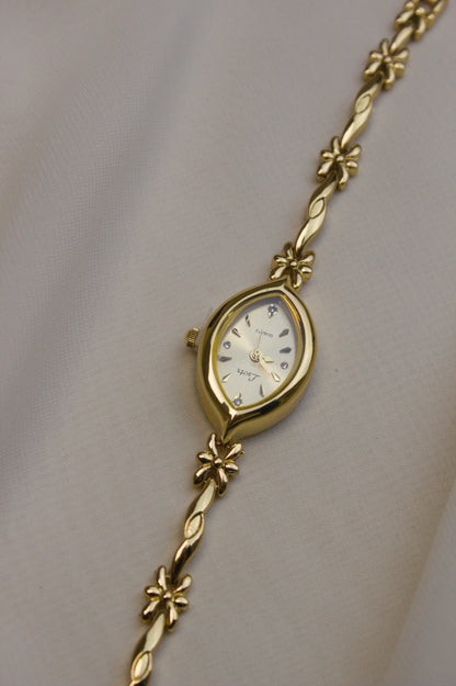 Marquise Gold Floral-Link Watch (photo 8)