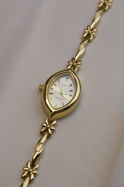 Marquise Gold Floral-Link Watch (photo 10)
