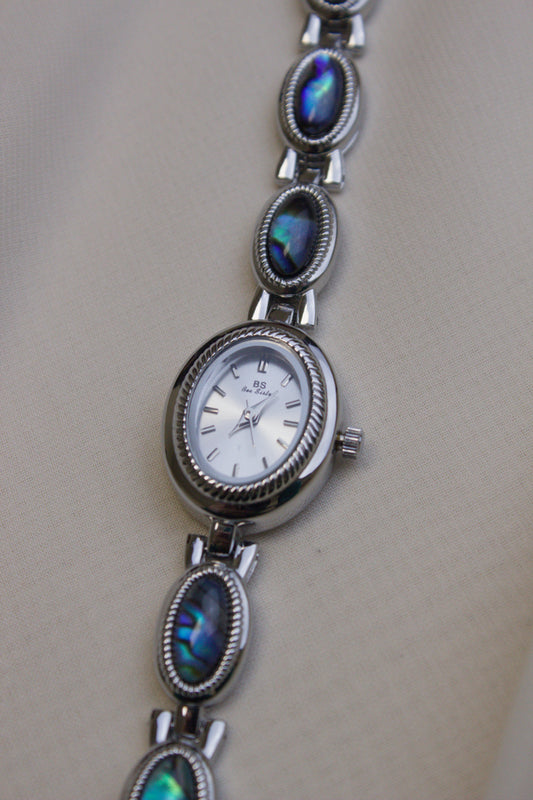 Silver Oval Abalone Cabochon Watch (photo 2)