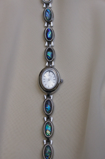 Silver Oval Abalone Cabochon Watch (photo 3)