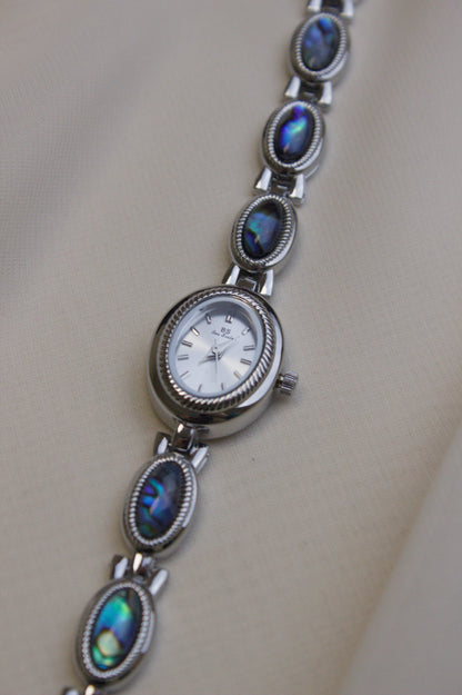 Silver Oval Abalone Cabochon Watch (photo 4)