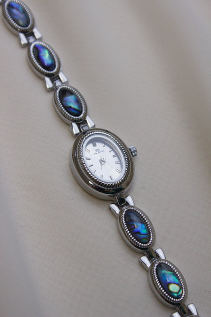 Silver Oval Abalone Cabochon Watch (photo 5)