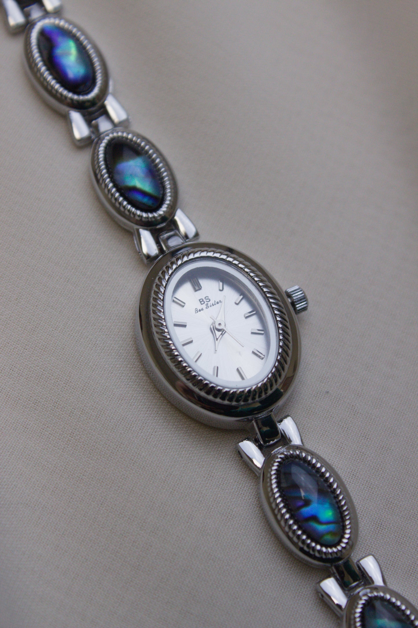 Silver Oval Abalone Cabochon Watch (photo 6)