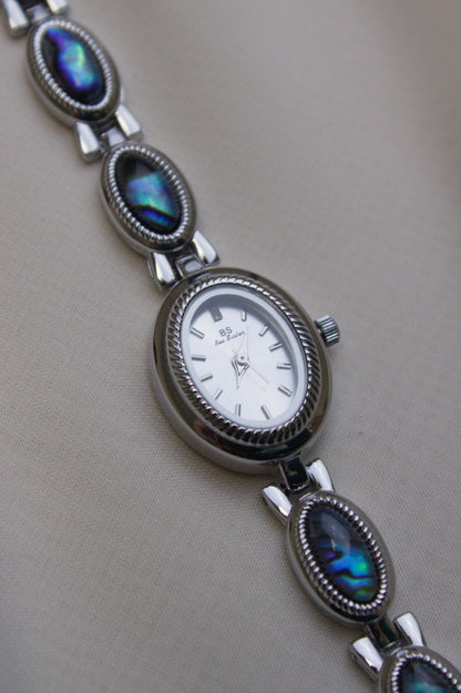 Silver Oval Abalone Cabochon Watch (photo 6)