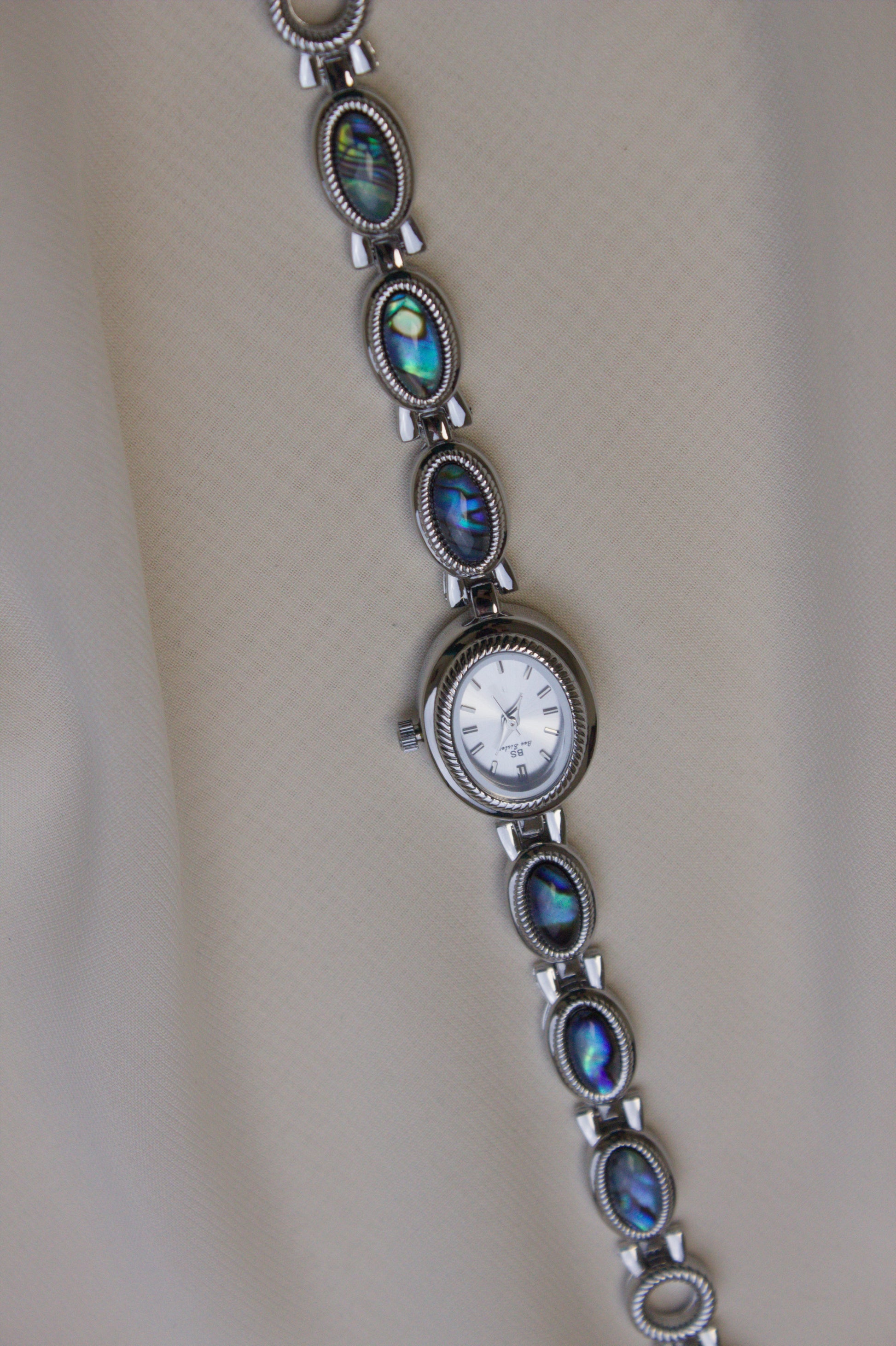 Silver Oval Abalone Cabochon Watch (photo 7)