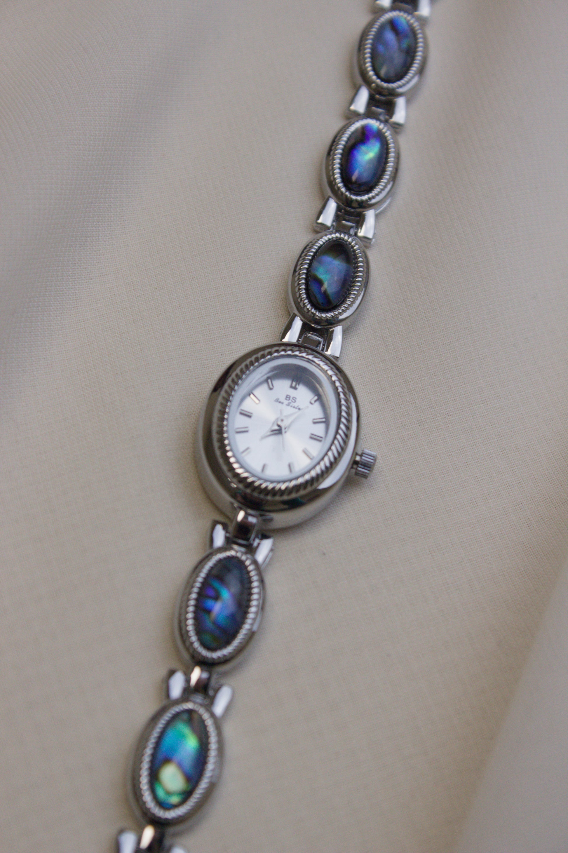 Silver Oval Abalone Cabochon Watch (photo 8)