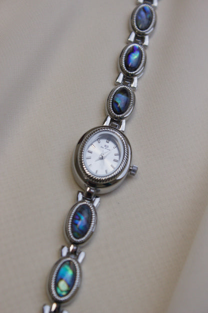 Silver Oval Abalone Cabochon Watch (photo 8)
