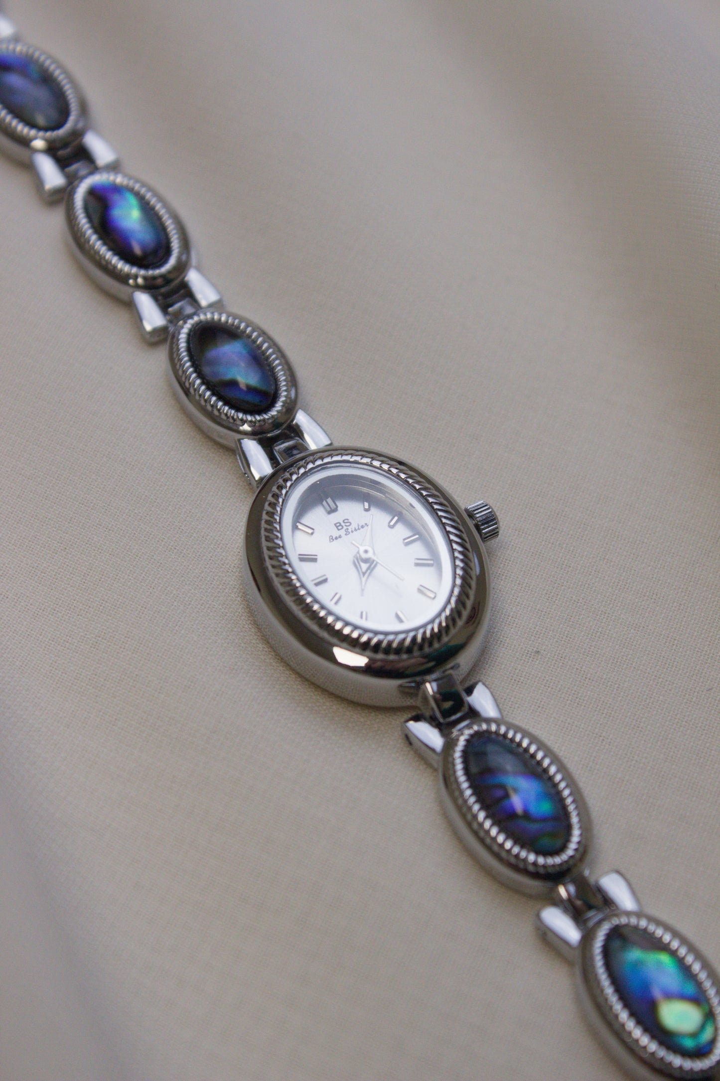 Silver Oval Abalone Cabochon Watch (photo 9)