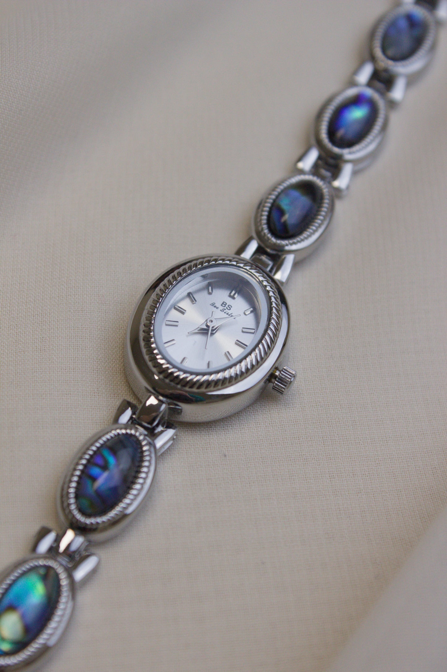 Silver Oval Abalone Cabochon Watch (photo 10)