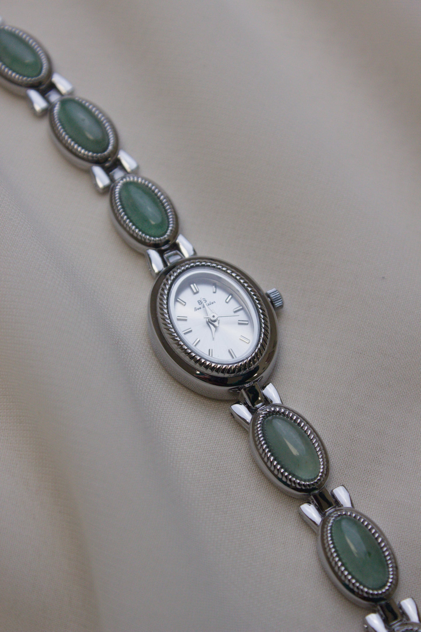 Silver Oval Abalone Cabochon Watch (photo 13)