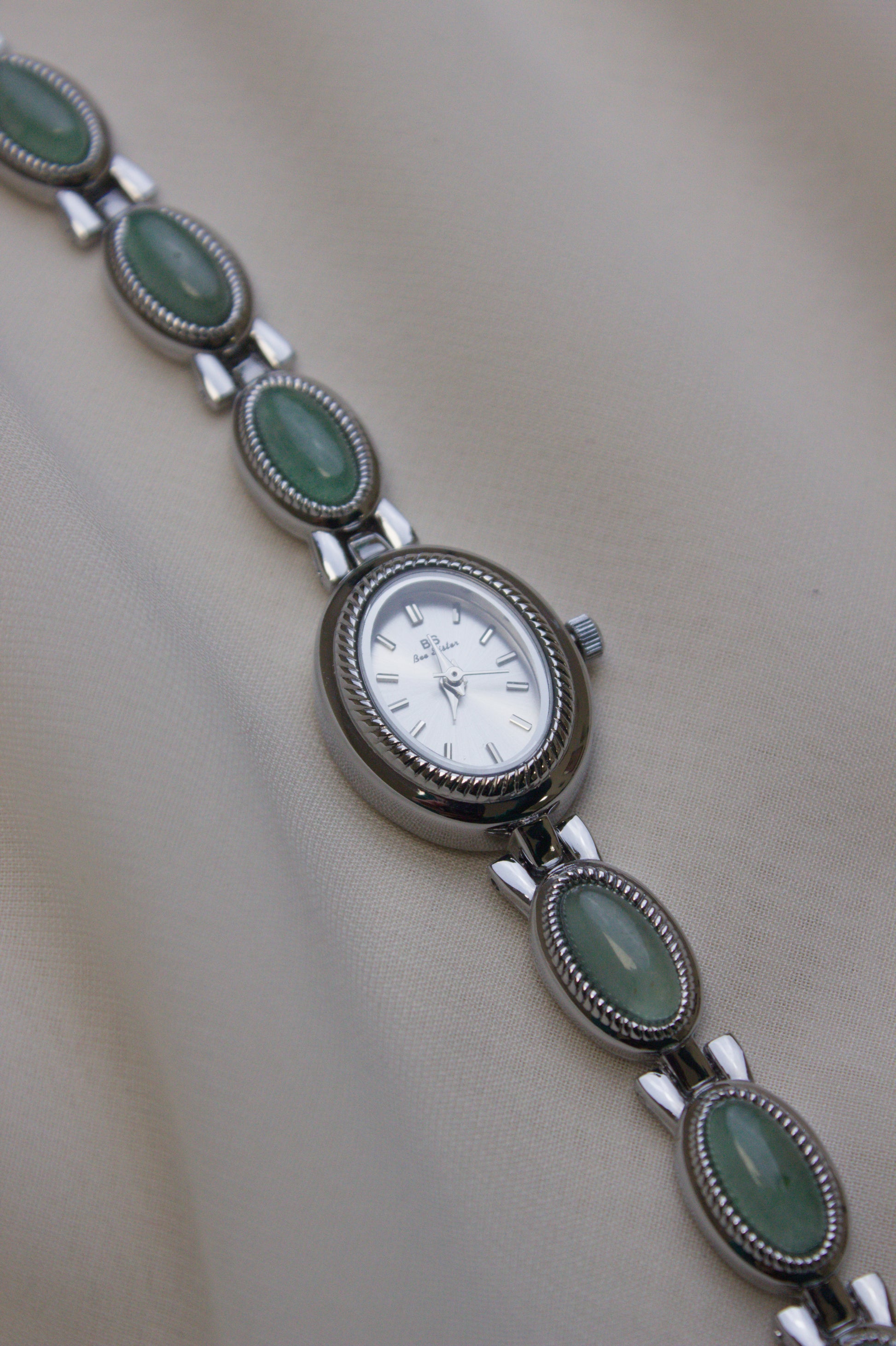 Silver Oval Abalone Cabochon Watch (photo 13)