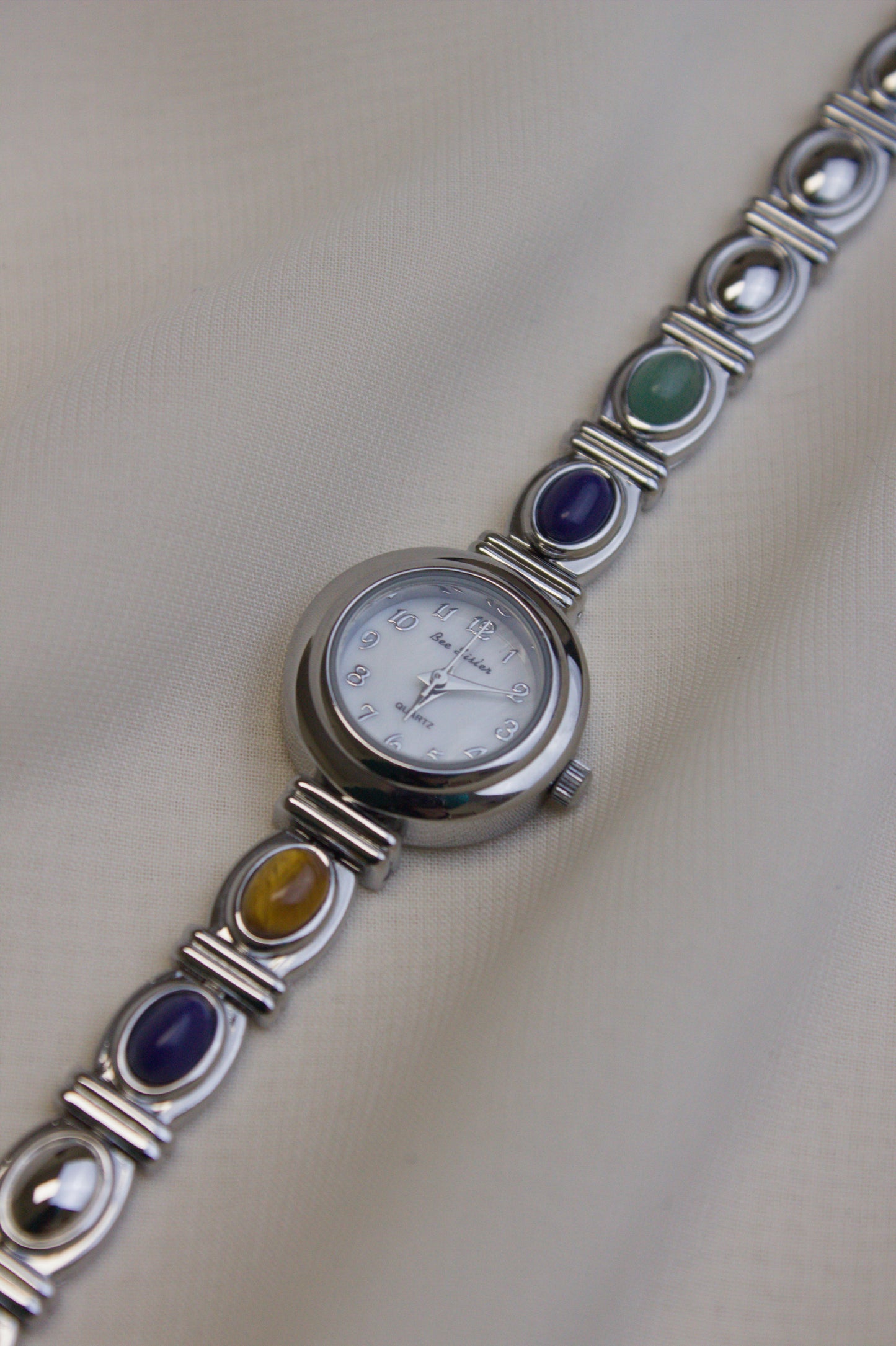 Silver Round Rainbow Gem Watch (photo 3)
