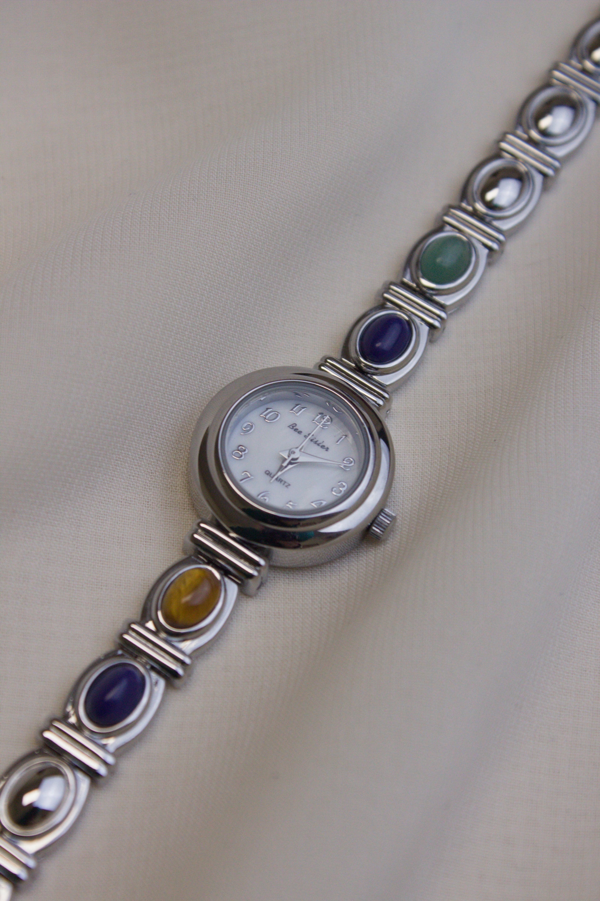 Silver Round Rainbow Gem Watch (photo 3)