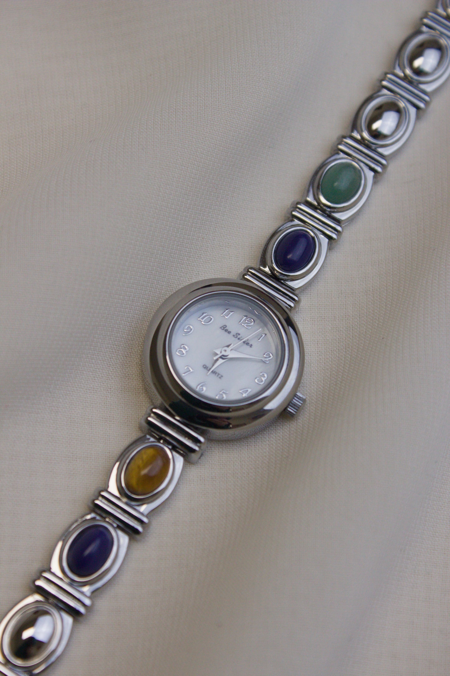 Silver Round Rainbow Gem Watch (photo 4)
