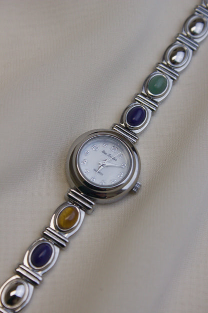 Silver Round Rainbow Gem Watch (photo 4)
