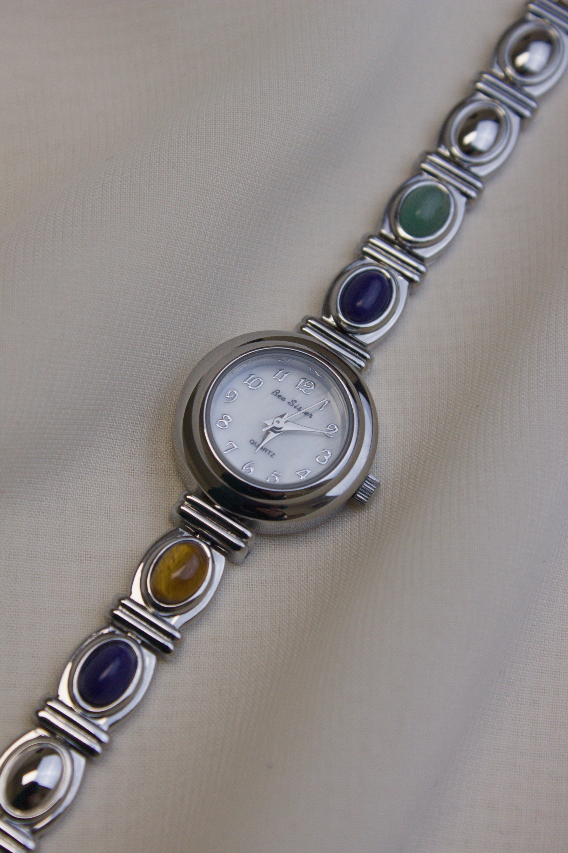 Silver Round Rainbow Gem Watch (photo 5)