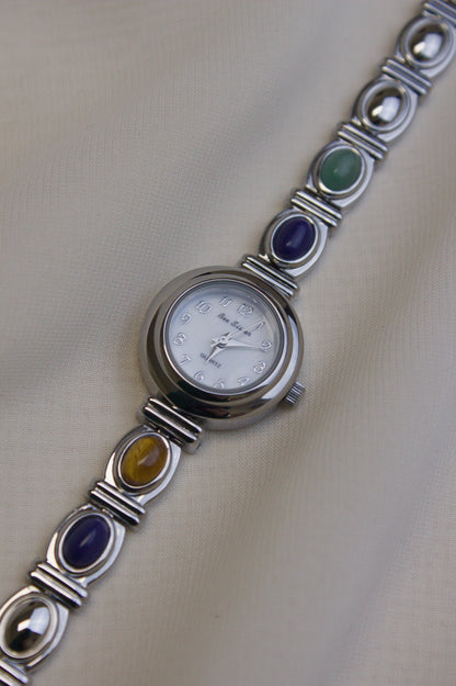 Silver Round Rainbow Gem Watch (photo 5)