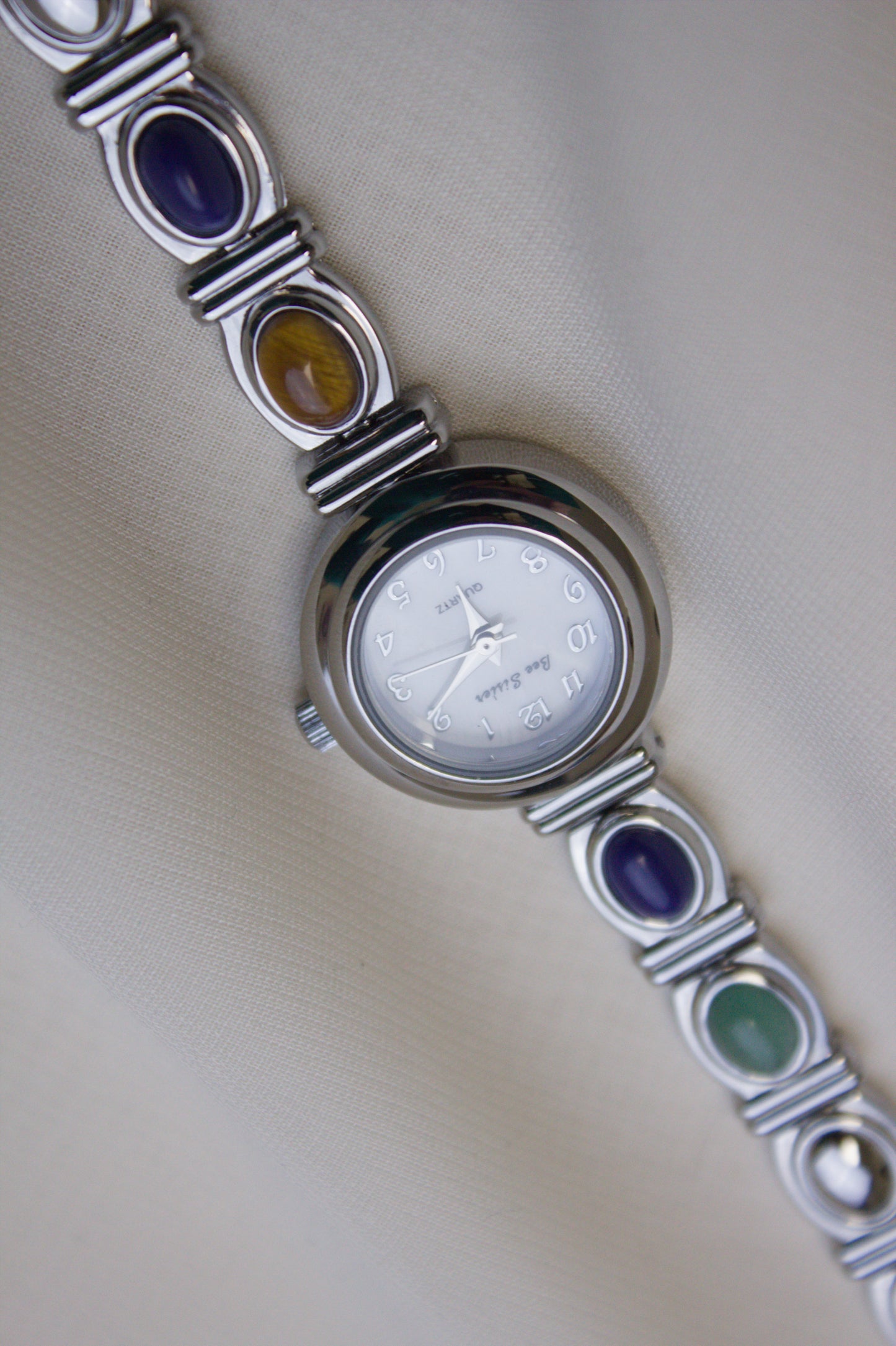 Silver Round Rainbow Gem Watch (photo 6)