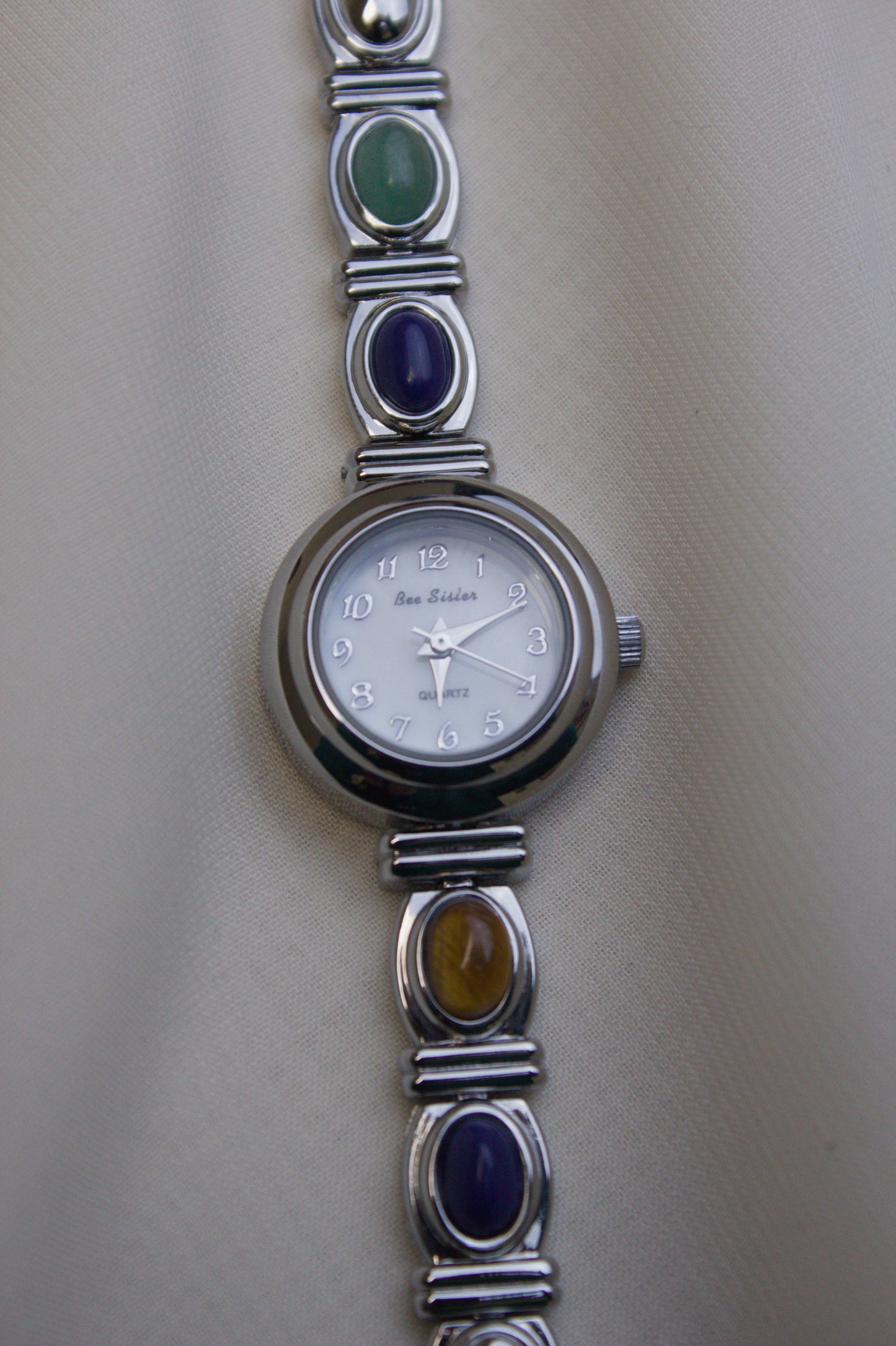 Silver Round Rainbow Gem Watch (photo 7)