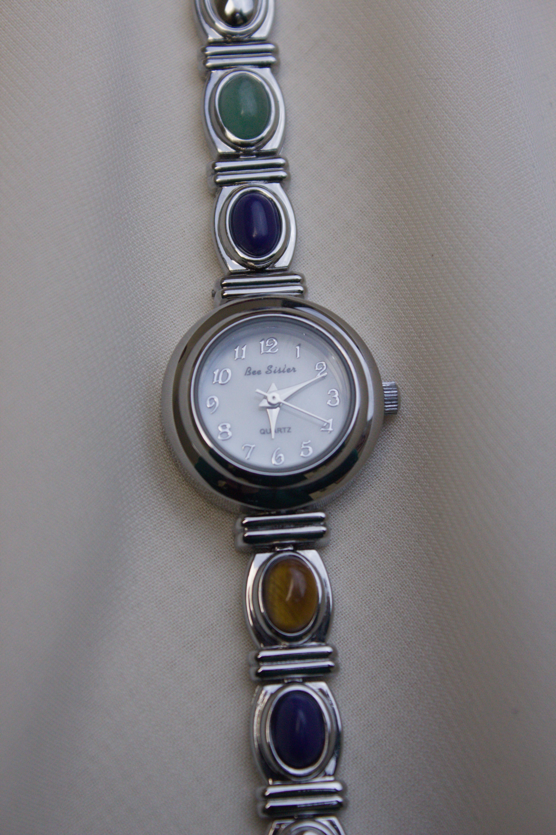 Silver Round Rainbow Gem Watch (photo 7)