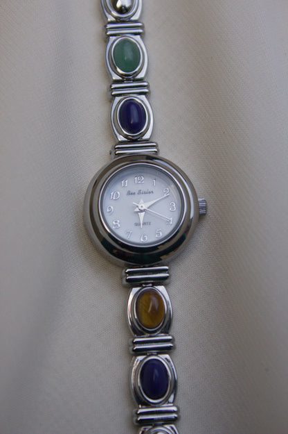 Silver Round Rainbow Gem Watch (photo 7)