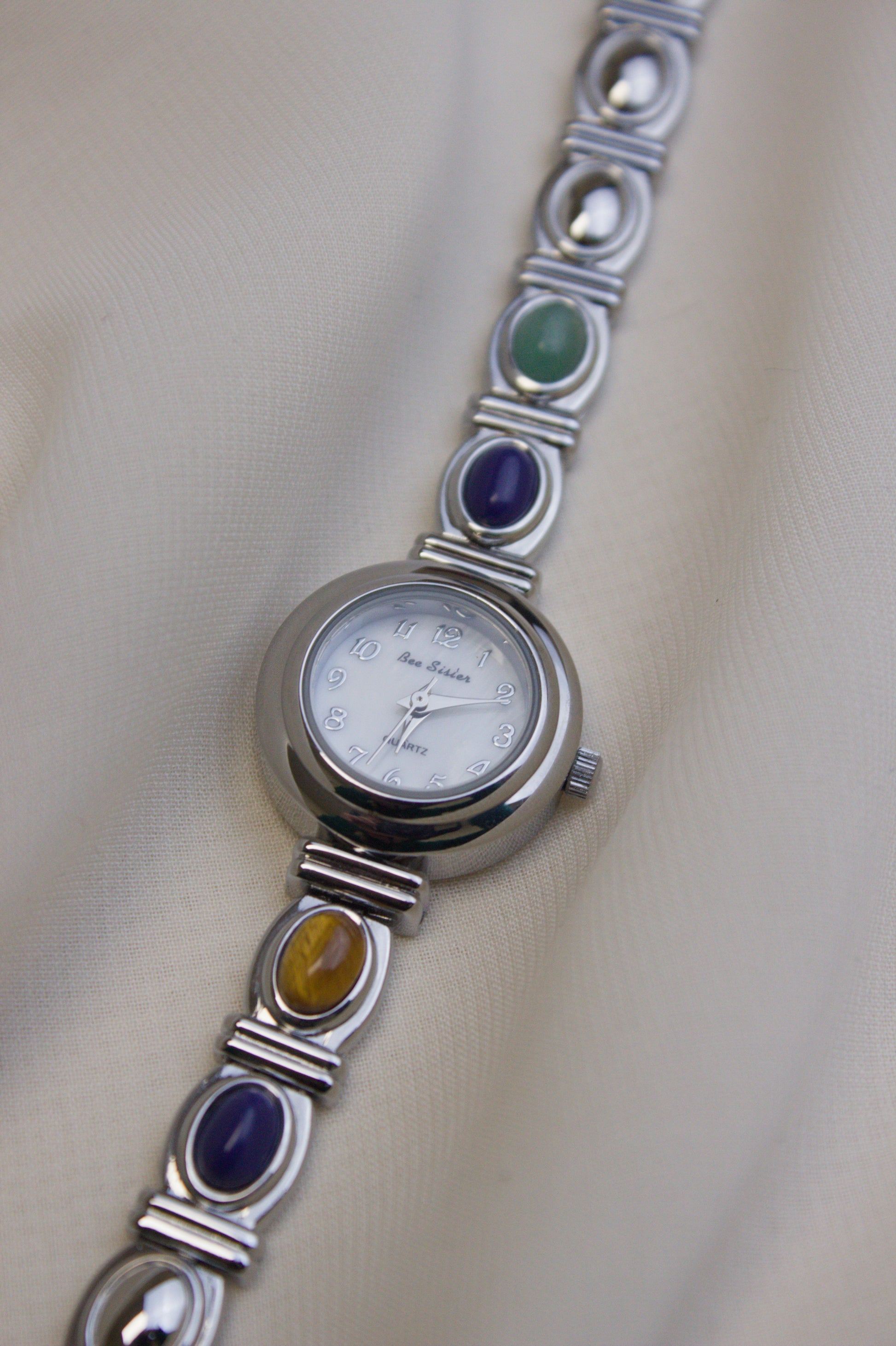 Silver Round Rainbow Gem Watch (photo 9)