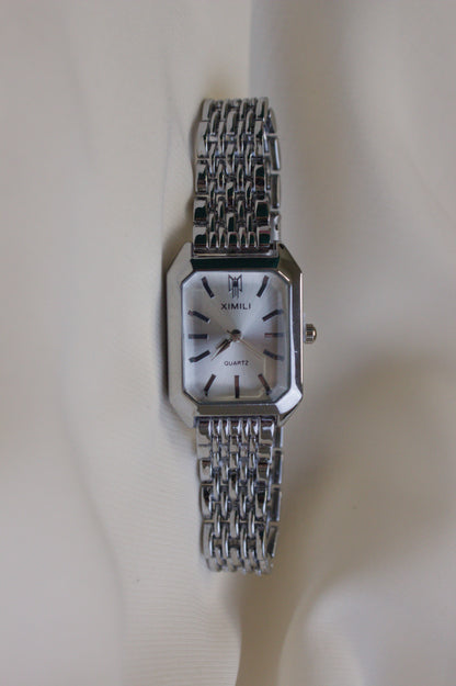 XIMILI Silver Rectangular Octagonal Watch (photo 1)