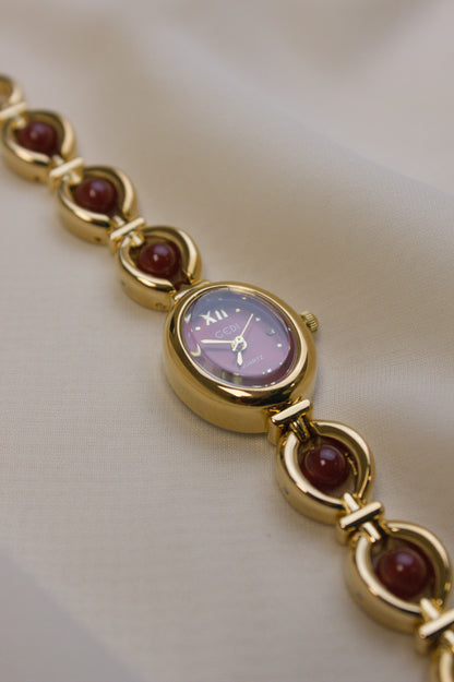 GEDI Gold Oval Garnet-Loop Watch (photo 4)