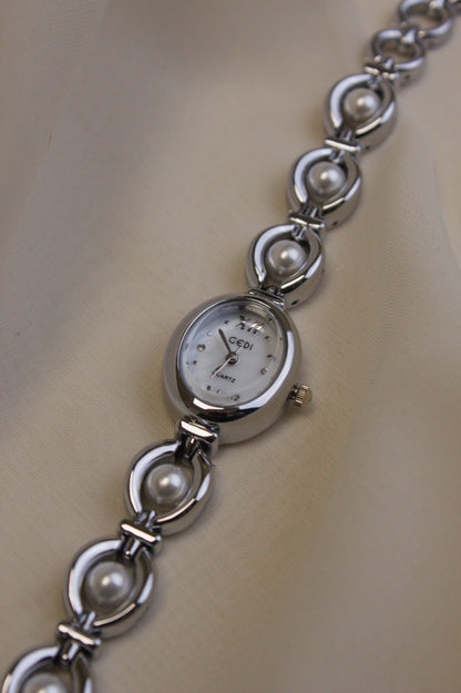 GEDI Silver Oval Pearl-Loop Watch (photo 4)