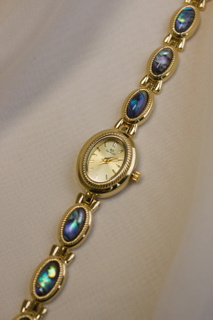 Gold Oval Large Abalone-Inlay Watch (photo 1)