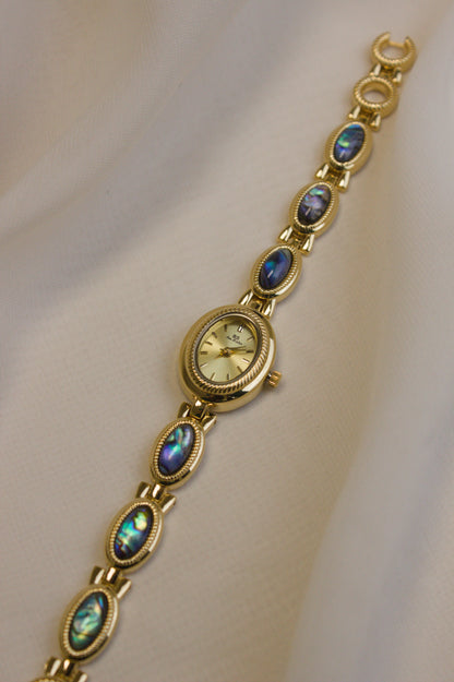 Gold Oval Large Abalone-Inlay Watch (photo 3)
