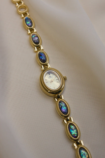 Gold Oval Large Abalone-Inlay Watch (photo 6)