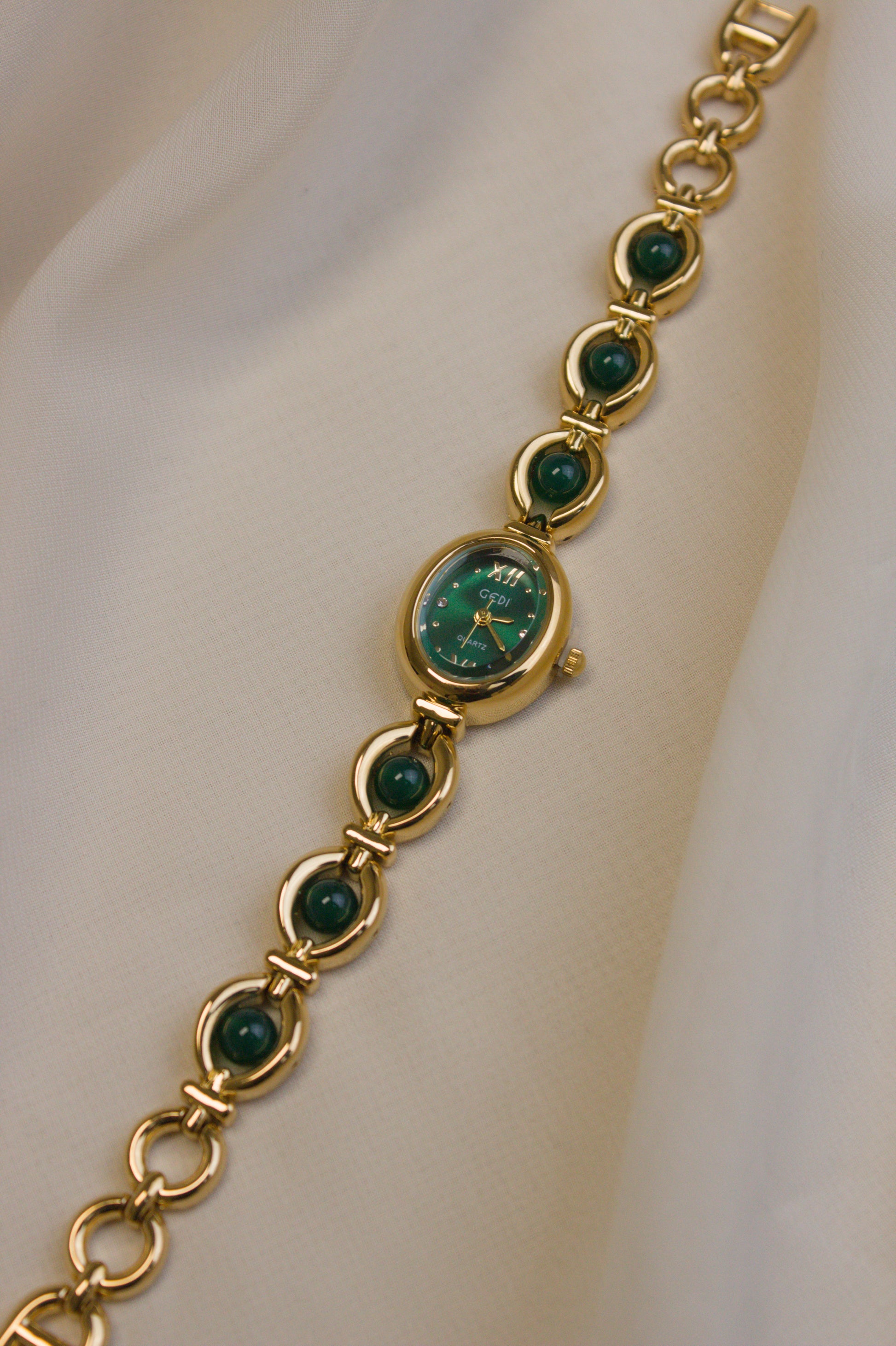 GEDI Gold Oval Emerald-Loop Watch (photo 1)
