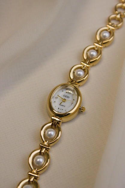 GEDI Gold Oval Pearl-Loop Watch (Style 2) (photo 2)