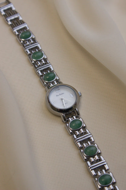 Silver Oval Jade Bar-Link Watch (photo 5)