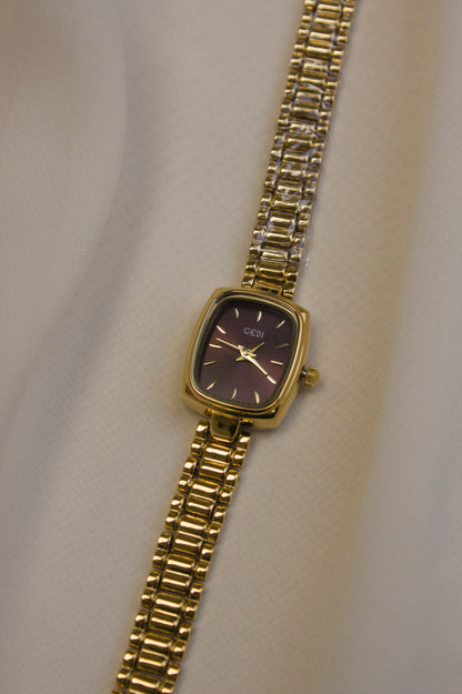 Gold Round Mother-of-Pearl Bar Watch (photo 6)