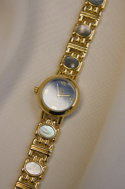 Gold Round Mother-of-Pearl Bar Watch (photo 9)