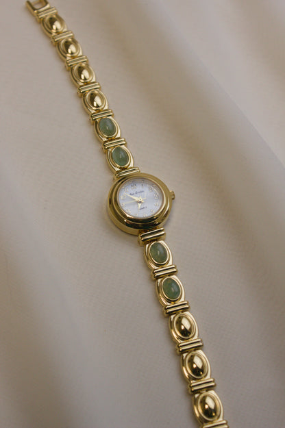 Gold Round Jade Bar Watch (photo 1)