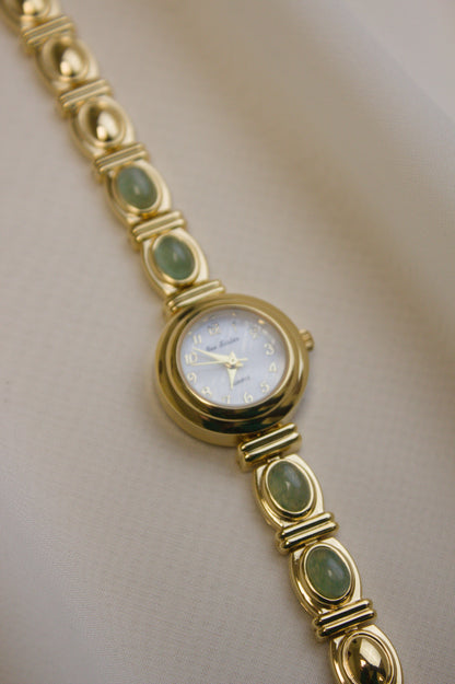 Gold Round Jade Bar Watch (photo 2)