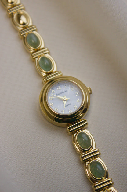 Gold Round Jade Bar Watch (photo 3)