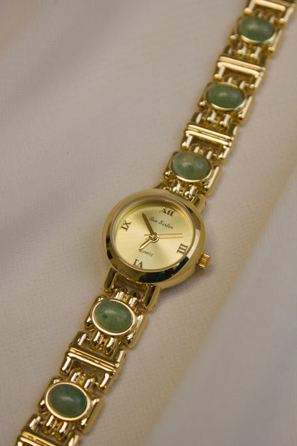Gold Round Rainbow Cabochon Bar Watch (photo 6)