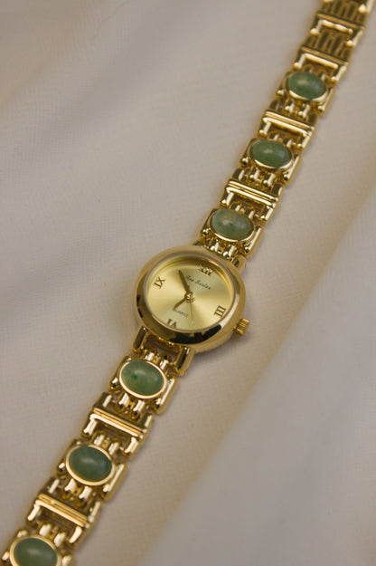 Gold Round Rainbow Cabochon Bar Watch (photo 11)