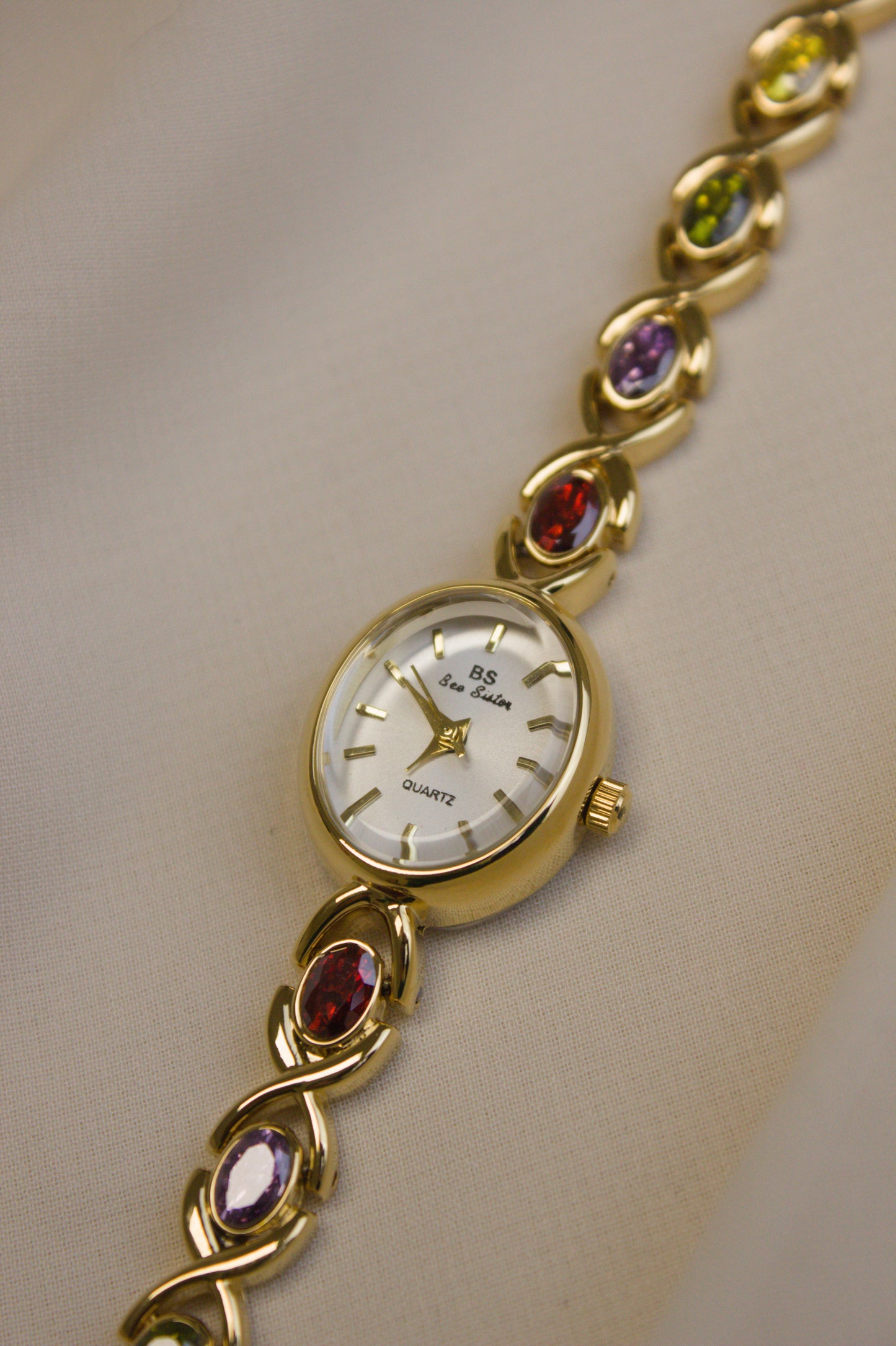BS Gold Oval Rainbow Infinity-Link Watch (photo 1)