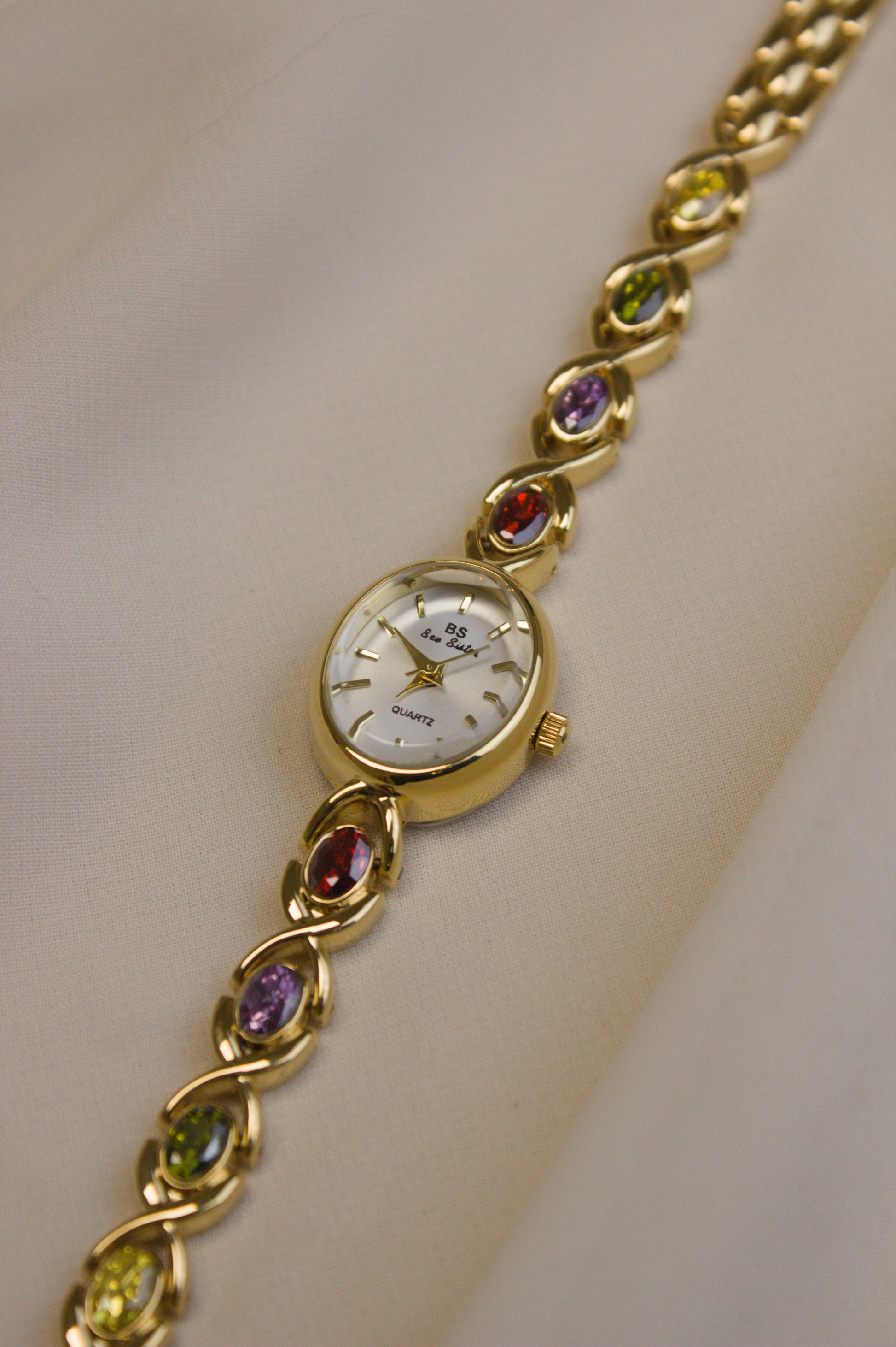 BS Gold Oval Rainbow Infinity-Link Watch (photo 6)