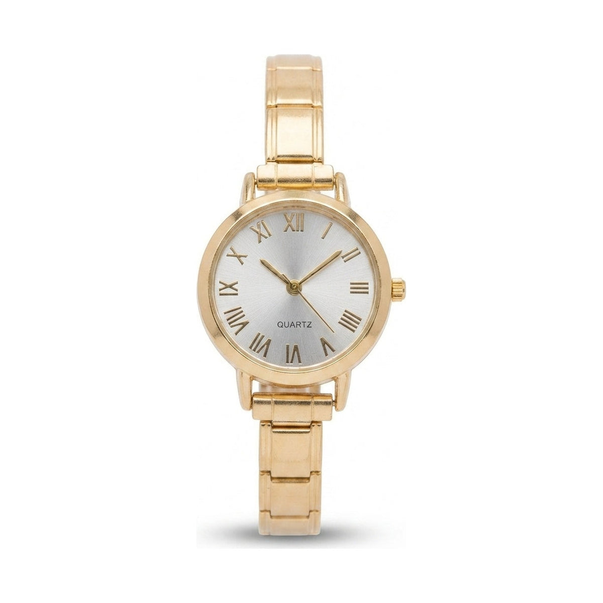 Gold Link Round Silver Roman Numeral Italian Watch