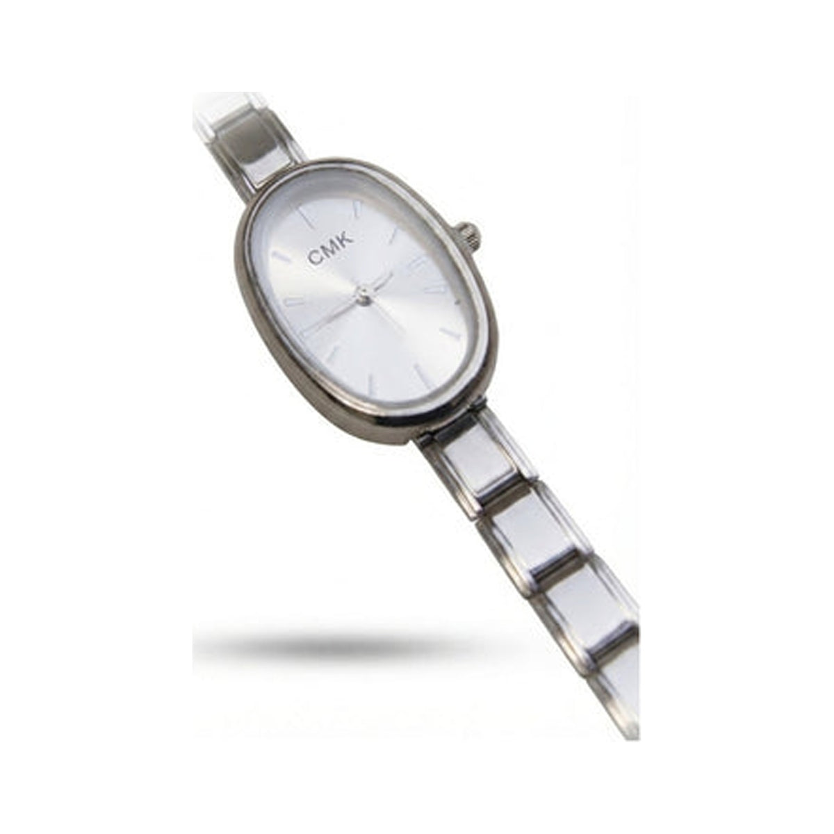 Silver Link Oval White Dial Italian Watch