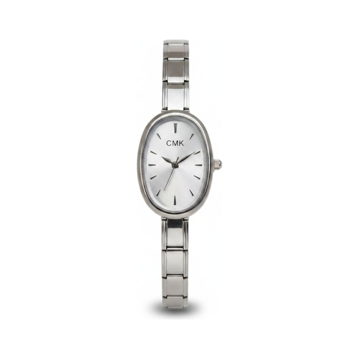 Silver Link Oval White Dial Italian Watch