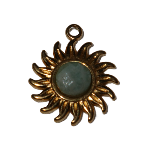 Gold Sun Star with Stone Charm