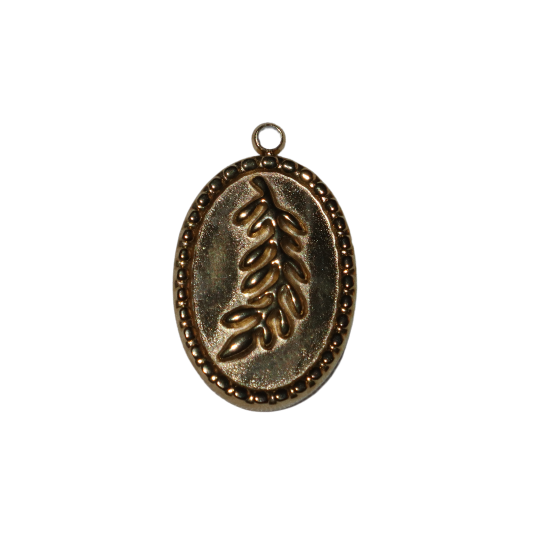 Olive Branch Oval Charm