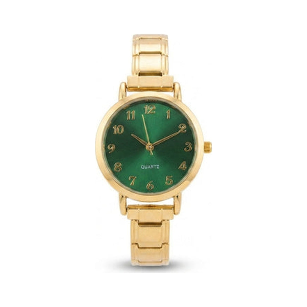 Gold Link Round Green Crystal Marker Italian Watch